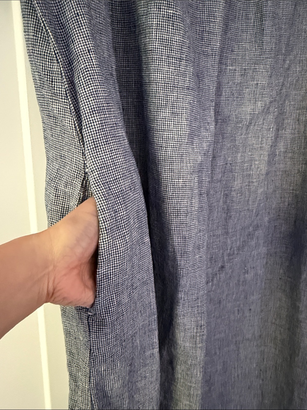 Muji Gray Short-Sleeve Linen Midi Dress with pockets - Picture 3 of 7